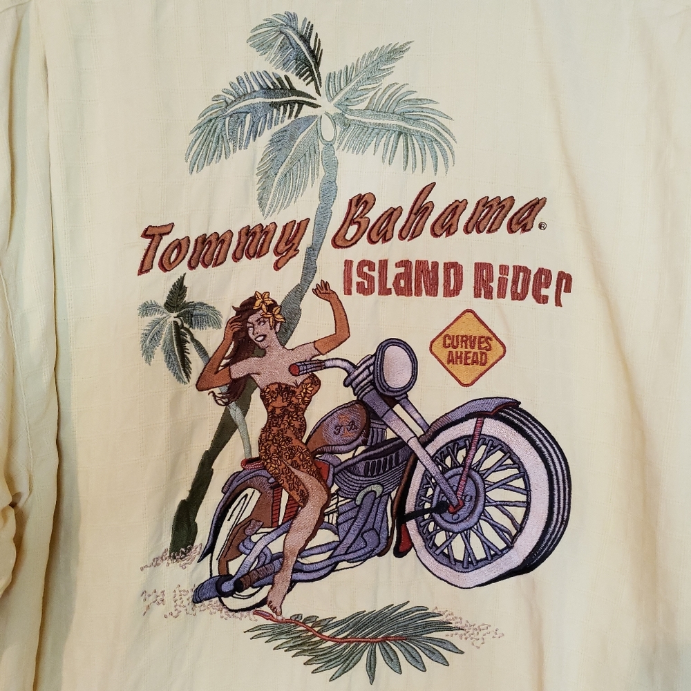 Tommy Bahama Yellow Islander Rider Button-down 100% Silk Large - Picture 5 of 5